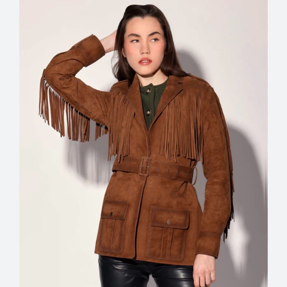 Walter Baker Chocolate Fringe Jacket